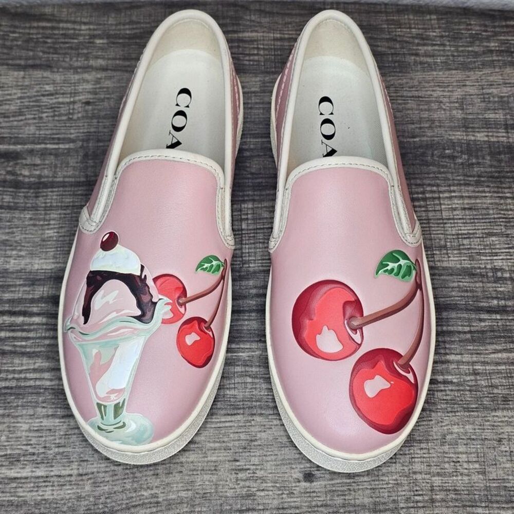 Coach slip on sneakers US 6B pink cherry milkshake